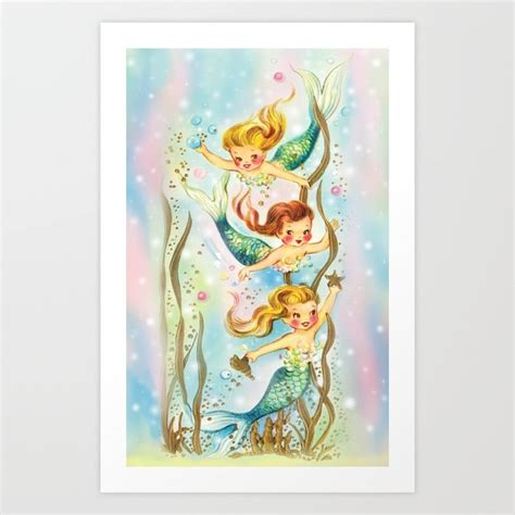Mermaids Pastel Sparkles Art Print By Frostbyte Art Prints Wall Art