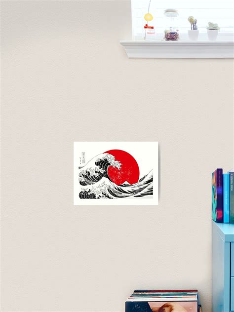 The Great Wave Off Kanagawa Big Red Sun Art Print Iletisimakdeniz