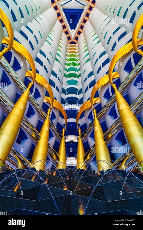 The Architecture And Design Inside Burj Al Arab Hotel In Dubai Uae