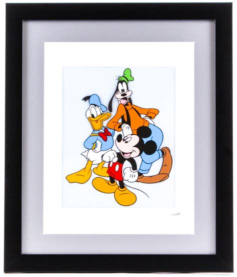 Mickey Mouse Donald Duck And Goofy 16x19 Custom Framed Animation