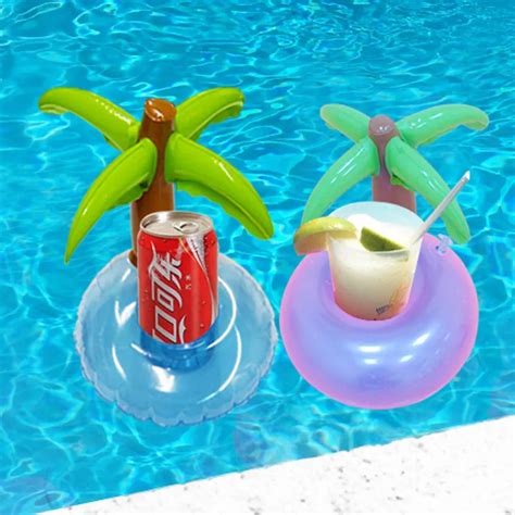 5 Piecesset Mini Coconut Tree Drink Holder Inflatable Floats Swim Pool