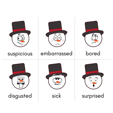 Snowman Emotions Cards Etsy