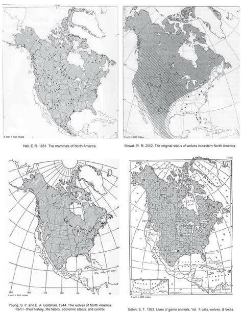 Historical Gray Wolf Range Maps Obtained From Available Literature The