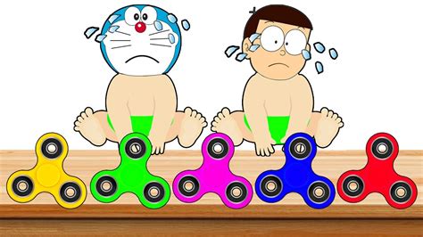 Learn Colors With Fidget Spinner For Children Doraemon Nobita Smile