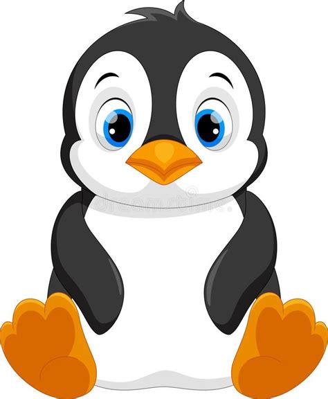 Cute Baby Penguin Cartoon Sitting Vector Illustration Pinguinos
