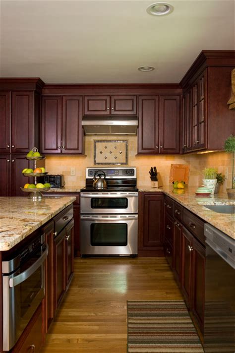 Modern kitchen cabinet hardware ideas. Traditional Cherry Kitchen - Contemporary - Kitchen ...