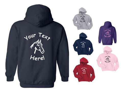 Personalised Kids Pony Horse Hoody Hoodie Any Text Childs Age 3