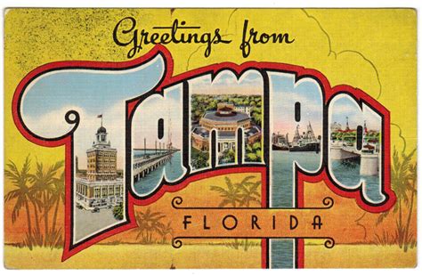 Florida Vintage Linen Postcard Tampa 1940s Travel