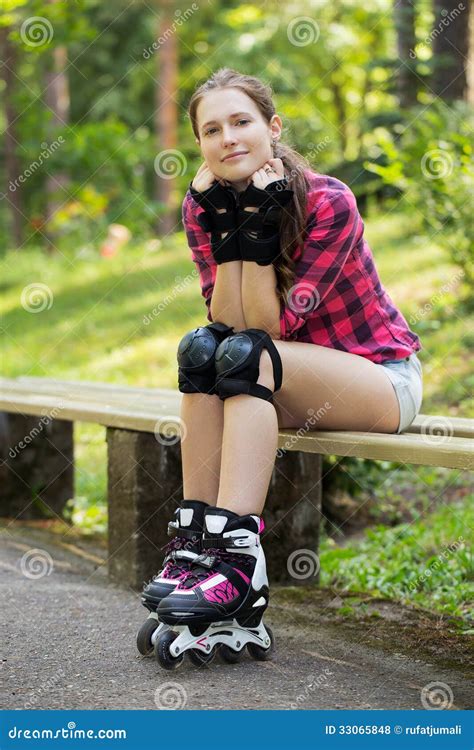 Beautiful Girl On Rollerblades Stock Photo Image Of Fitness Adult