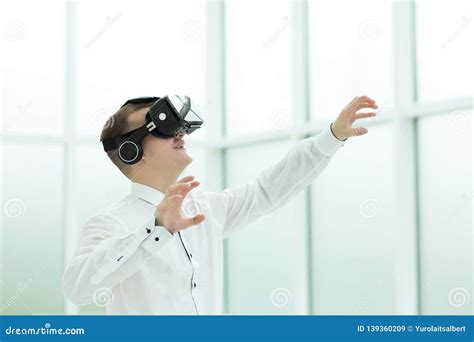 Young Employee Is Testing Virtual Reality Glasses Stock Image Image