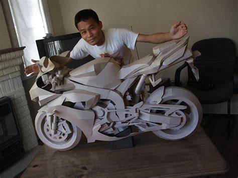 This is a motorcycle made from cardboard. papercraft - cardboard motorcycle on Behance