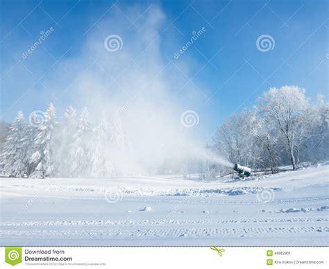 Working Snow Making Machine At A Ski Field Stock Image Image Of