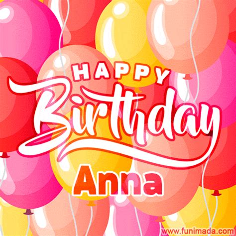 Happy Birthday Anna Colorful Animated Floating Balloons Birthday Card