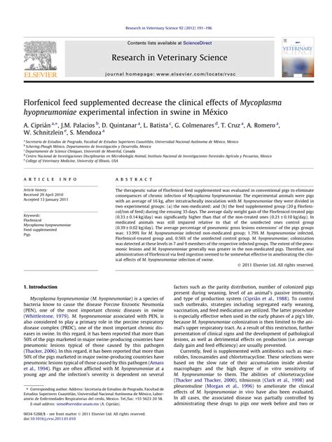 Pdf Florfenicol Feed Supplemented Decrease The Clinical Effects Of