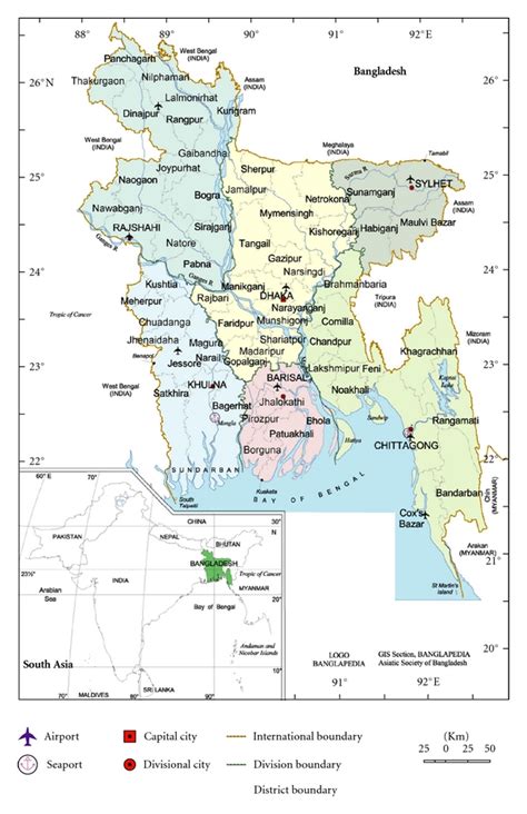 Map Of Bangladesh And Its Six Administrative Divisions Download