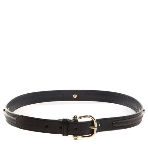 BURBERRY Leather Belt Black Gold 80 32 76431