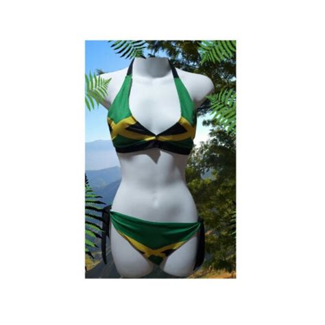jamaican flag swimsuit jamaica flag bikini jamaica beach etsy