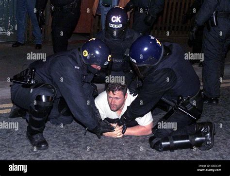 Oldham Race Riots Police Arrest Stock Photo Alamy