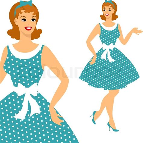 Beautiful Pin Up Girl 1950s Style Stock Vector Colourbox