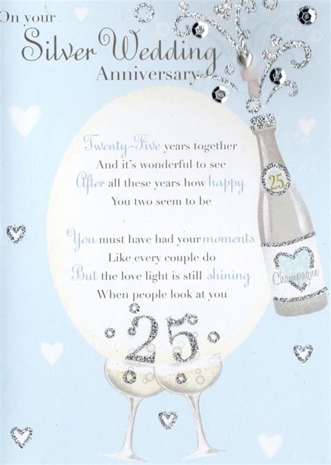 Silver 25th Anniversary Greeting Card Cards Love Kates