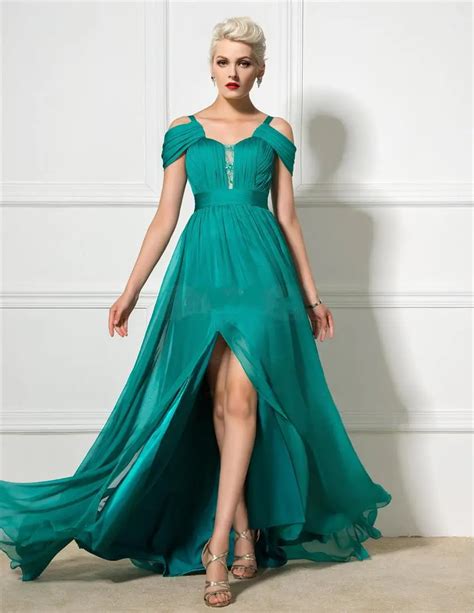 New Style Emerald Green Color Chiffon Long Events Evening Dress With