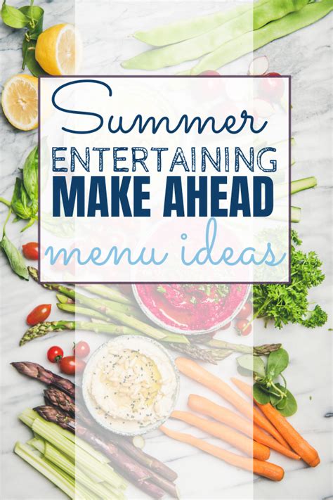 This activity will help your group participants better understand the importance of planning ahead and preparing for an outing before venturing outdoors. Summer Entertaining Make Ahead Menu Ideas | Easy summer meals, Summer recipes, Beans in crockpot