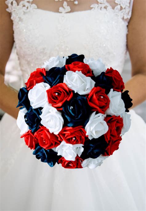 Navy And Red Rose Wedding Bouquets The Brides Bouquet Uk