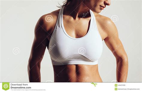 Fit Woman In Sports Bra Stock Photo Image