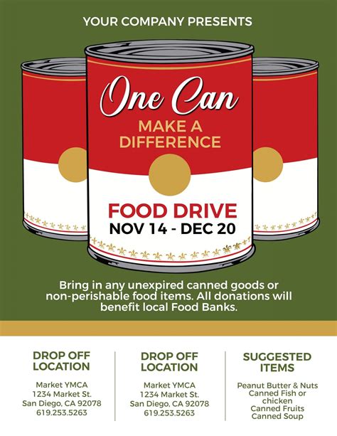 Canned Food Drive Flyer Template Free Printable 10 Fabulous Designs