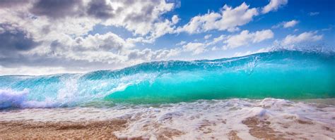 Download Wallpaper 2560x1080 Ocean Surf Foam Hawaii