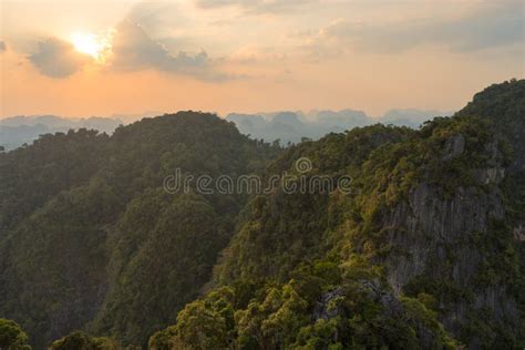 View From The Height On Mountain And Hills In Thailand Is Covered By
