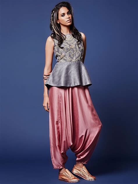 Grey Pink Silk Peplum Salwar Suit Pakistani Outfits Pakistani Fashion