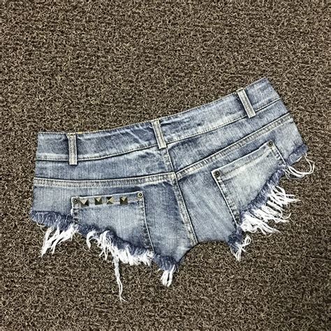 Fleepmart 1pcs Low Waist Women Sexy Super Denim Shorts Summer Denim Cotton Rivets Splicing