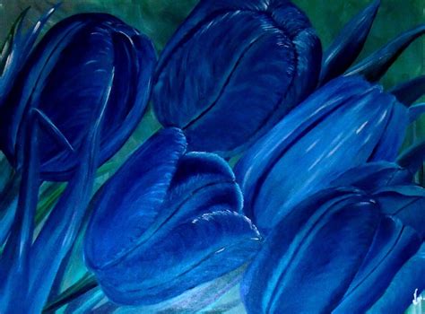 Akryl auf leinwand moderne malerei ist kein stilbegriff. Blaue Tulpen - Wandbild, Malerei, Gelb, Tulpen von Karin Haase bei KunstNet