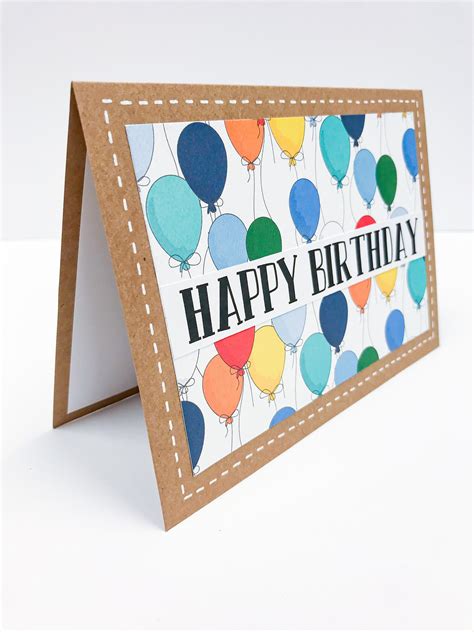 Happy Birthday Card With Envelope A7 Handmade Folded Blank Etsy