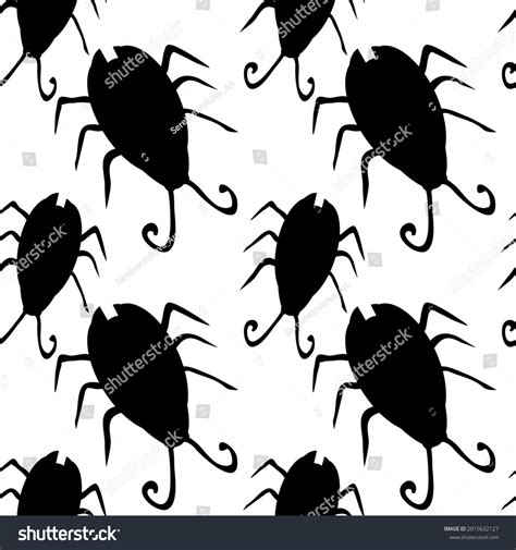 Black Bugs On Transparent Background Seamless Stock Vector Royalty