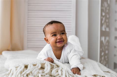 Adorable Little African American Baby Boy Laughing Black People Stock