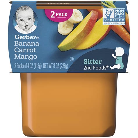 Gerber Stage 2 Baby Food Banana Carrot Mango 8 Oz Tub 2 Pack