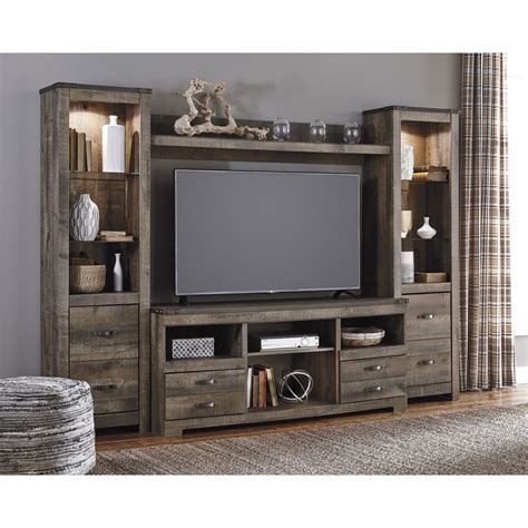 Ashley Signature Design Trinell W446w2 Rustic Large Tv Stand And 2 Tall