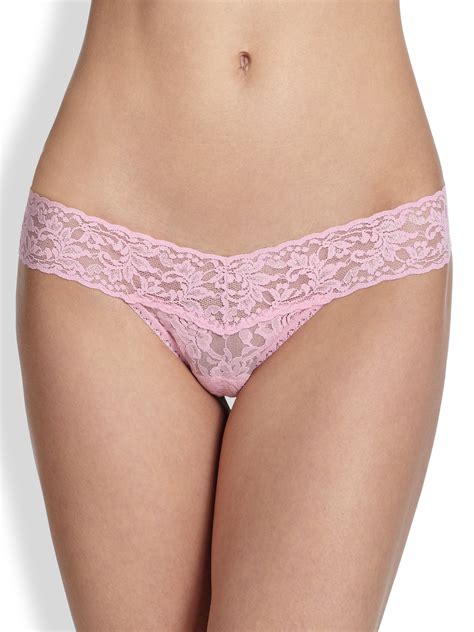 Hanky Panky Low Rise Lace Thong In Pink Lyst