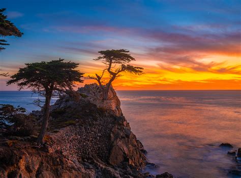 Pebble Beach Lone Cypress Tree Sunset Fine Art Landscape Nature