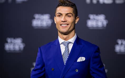 Download Wallpapers 4k Cristiano Ronaldo Football Stars Blue Suit