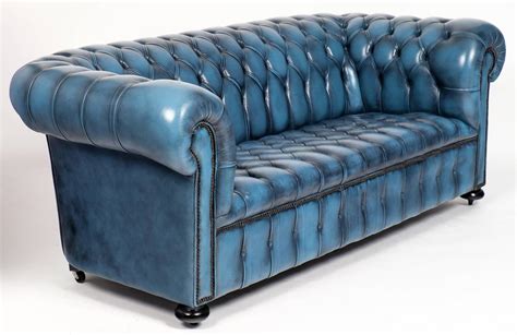 Blue Chesterfield Leather Sofa Antique Blue Chesterfield Leather Sofa