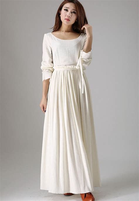 Linen Dress White Off White Dress Maxi Dress For Women Fit And Flare Wedding Dress Long