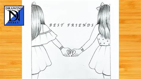 How To Draw A Girls Best Friends Pencil Sketch For Beginner Easy