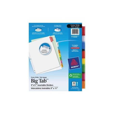 J burrows a4 10 tab dividers extra wide manilla. Avery Big Tab(TM) Insertable Extra Wide Dividers, 8 Multicolor Tabs, 1 Set (11222) - AVE11222 ...