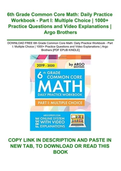Download Free 6th Grade Common Core Math Daily Practice Workbook Part