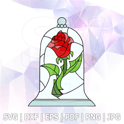 Beauty And The Beast Rose Svg Dxf Png Eps Layered Cut File Etsy