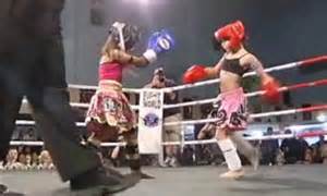 Girls Aged And Fight It Out In Kick Boxing Bout For Prize