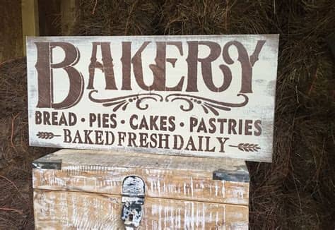 Rooster sign, kitchen sign, kitchen décor, country home décor, wood sign, i sing because im happy, family rules, primitive home décor this sign measures aprox 8 1/2 x 18 it is made of wood, and hand painted and distressed to give the look of an old sign. Large Rustic Wood Sign - "Bakery…." Kitchen Decor, Fixer ...